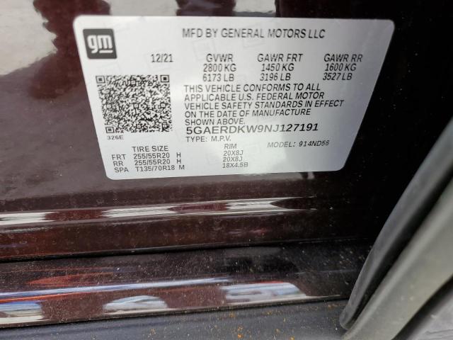 2022 BUICK ENCLAVE AV - 5GAERDKW9NJ127191
