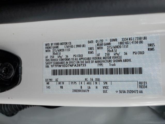 1FTFW1ED7NFA39733 Ford F150 Supercrew