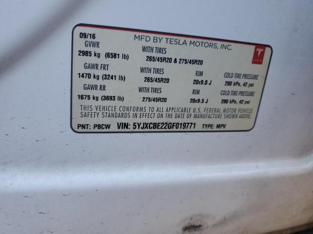 5YJXCBE22GF019771 Tesla MODEL X