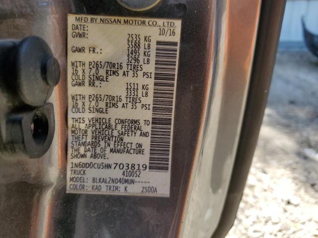 1N6DD0CU5HN703819 Nissan Frontier Sv