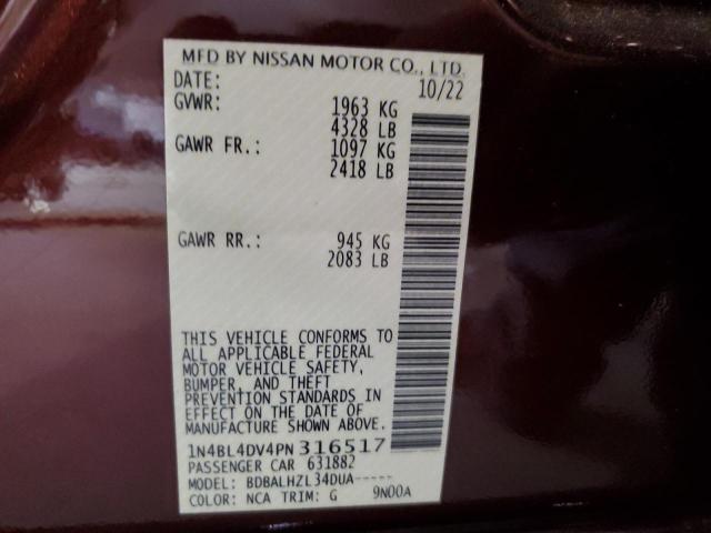 1N4BL4DV4PN316517 Nissan ALTIMA SV