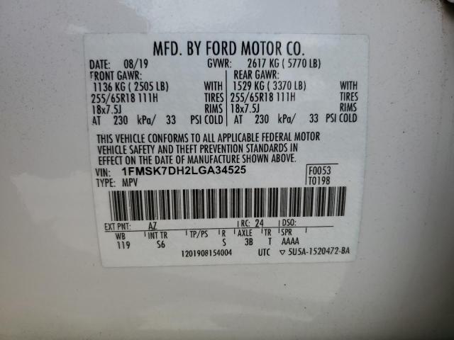 1FMSK7DH2LGA34525 Ford EXPLORER XLT