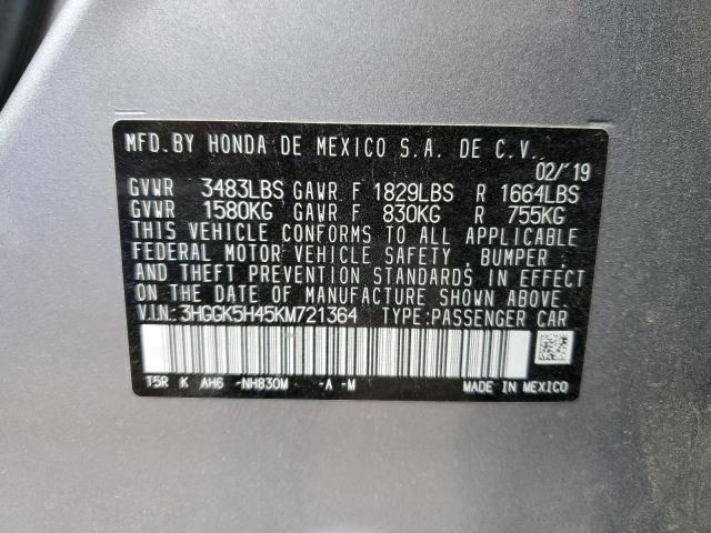3HGGK5H45KM721364 Honda FIT LX