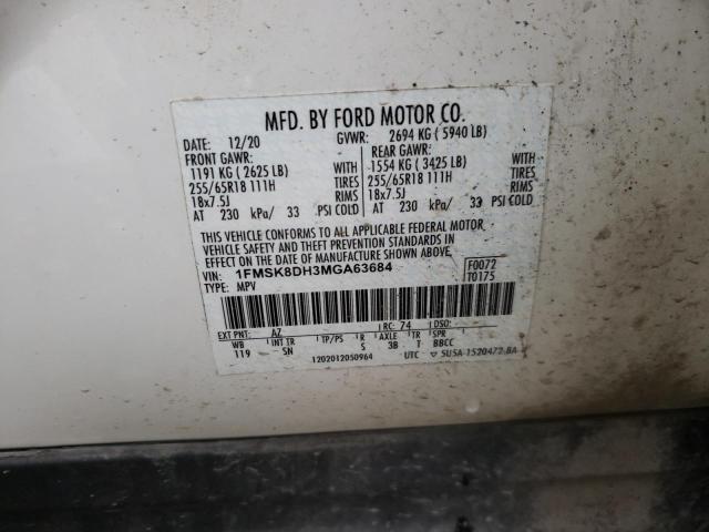 2021 FORD EXPLORER X - 1FMSK8DH3MGA63684