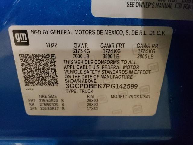 3GCPDBEK7PG142599 Chevrolet Silverado K1500 Custom