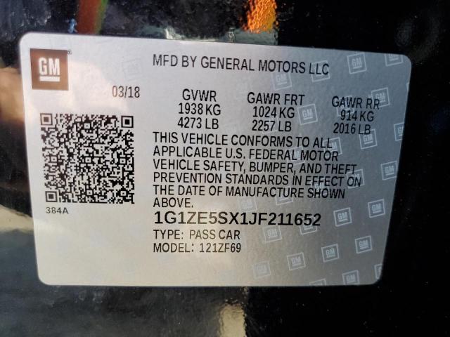 1G1ZE5SX1JF211652 | 2018 CHEVROLET MALIBU PRE