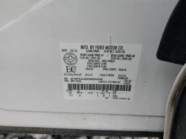 2016 FORD EDGE SEL - 2FMPK4J89GBB54358