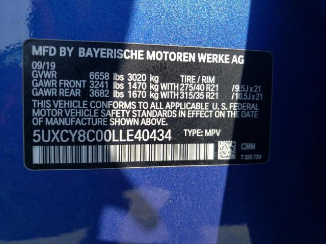 VIN 5UXCY8C00LLE40434 2020 BMW X6, M50I no.13