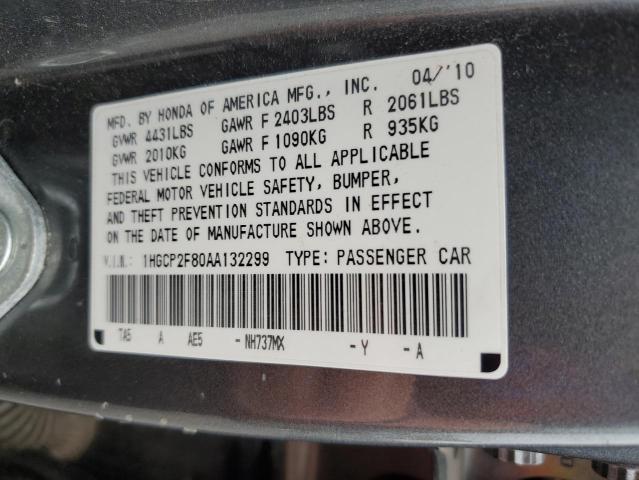 1HGCP2F80AA132299 | 2010 Honda accord exl