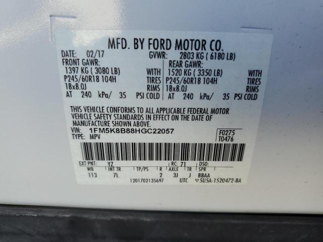 2017 FORD EXPLORER - 1FM5K8B88HGC22057