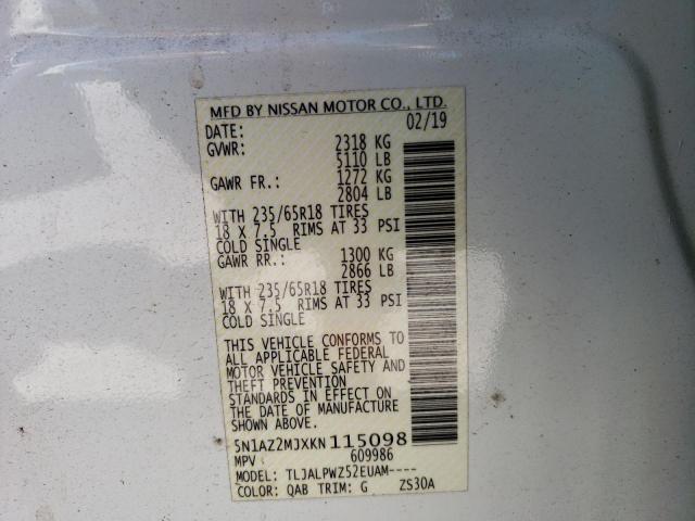 5N1AZ2MJXKN115098 Nissan Murano S 13