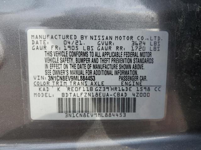 3N1CN8EV9ML884453 | 2021 Nissan versa sv