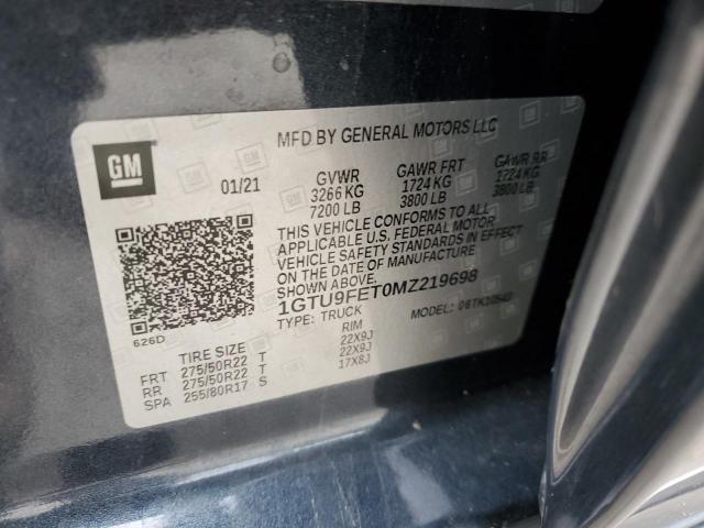 1GTU9FET0MZ219698 | 2021 GMC SIERRA K15