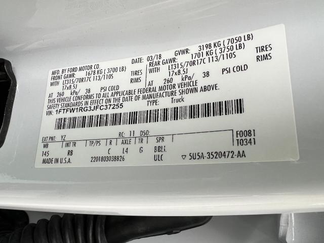 1FTFW1RG3JFC37255 Ford F150 Raptor
