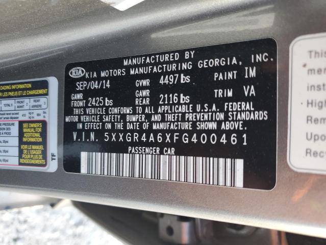 5XXGR4A6XFG400461 KIA OPTIMA SX