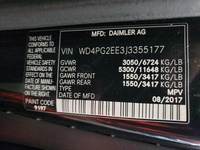 WD4PG2EE3J3355177 | 2018 MERCEDES-BENZ METRIS