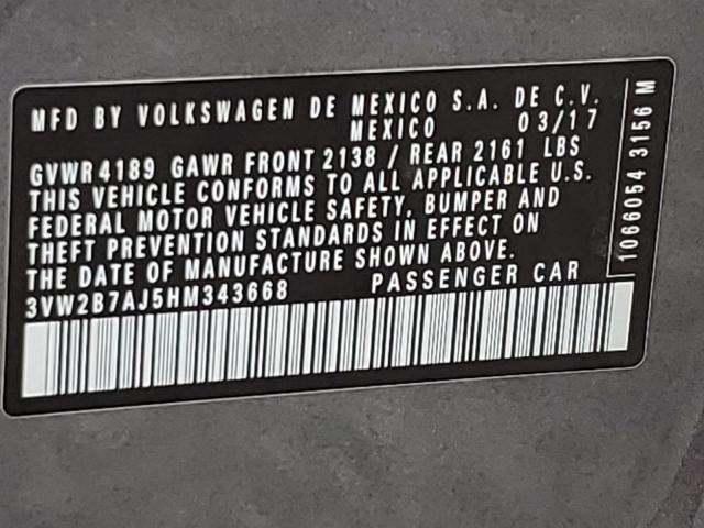 2017 VOLKSWAGEN JETTA S - 3VW2B7AJ5HM343668