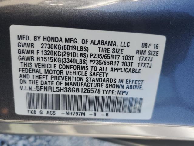 5FNRL5H38GB126578 2016 HONDA ODYSSEY, photo no. 13