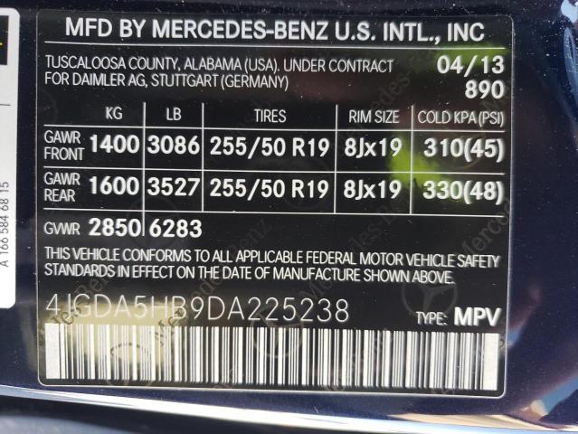 VIN 4JGDA5HB9DA225238 2013 Mercedes-Benz ML-Class, ... no.13