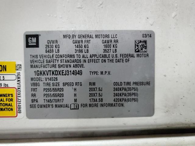 1GKKVTKDXEJ314949 | 2014 GM c acadia denali