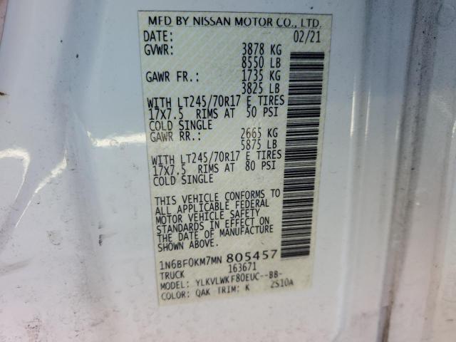 2021 NISSAN NV 1500 S - 1N6BF0KM7MN805457