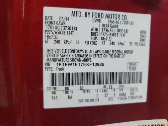 1FTFW1ET7EKF13985 | 2014 FORD F150 SUPER