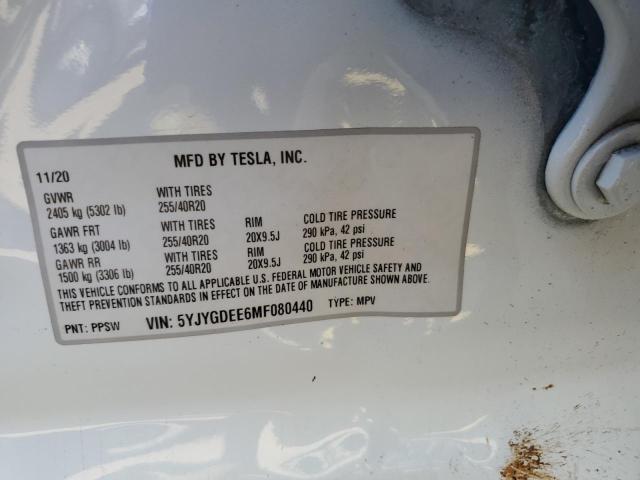 5YJYGDEE6MF080440 | 2021 TESLA MODEL Y