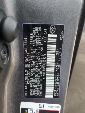 2017 TOYOTA CAMRY HYBR - 4T1BD1FK2HU205279