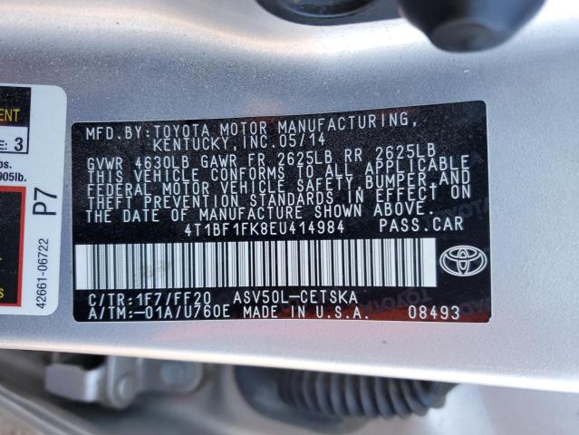 4T1BF1FK8EU414984 | 2014 TOYOTA CAMRY L