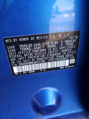 3HGGK5H88LM701338 Honda FIT EX