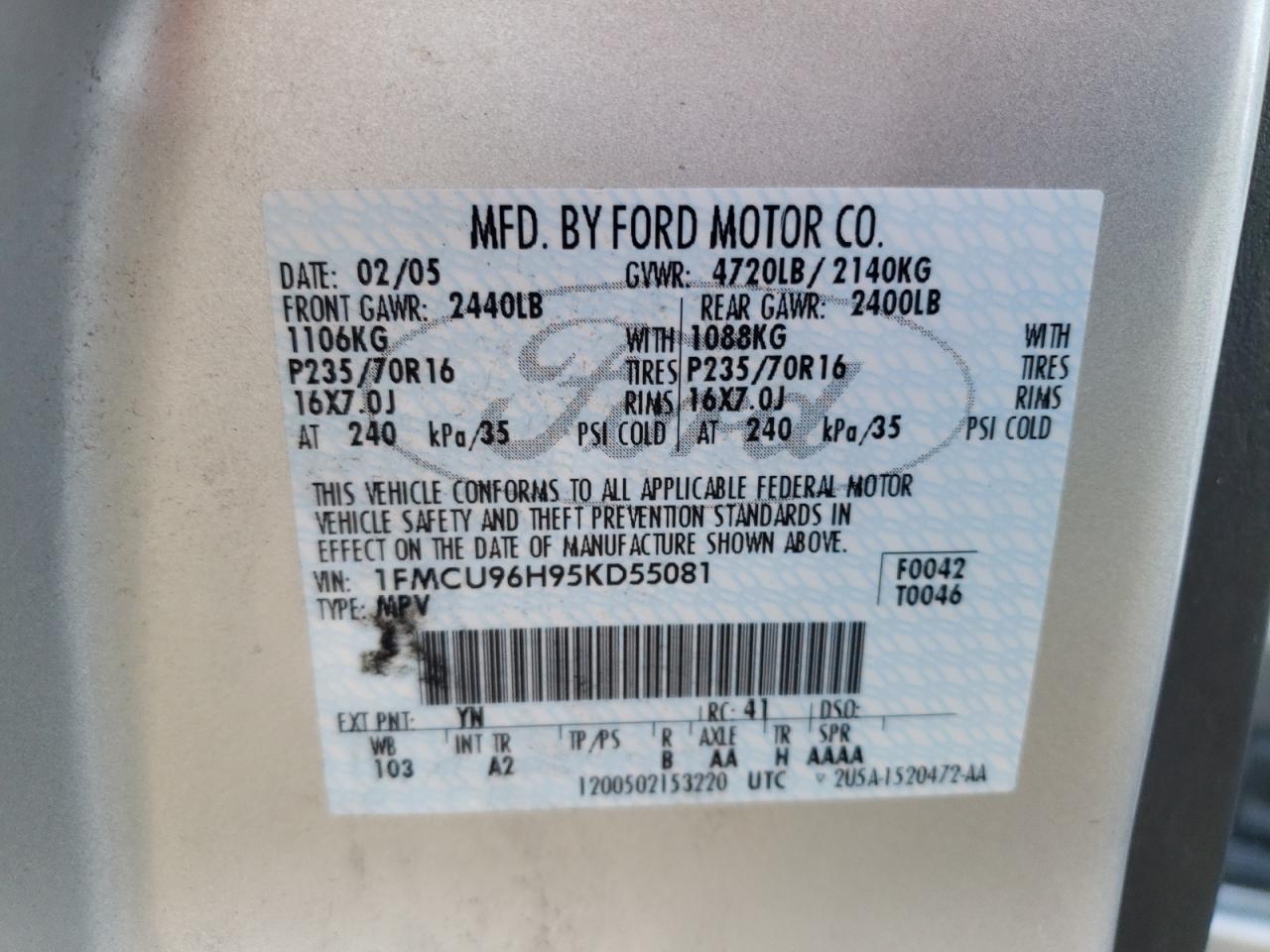 1FMCU96H95KD55081 2005 Ford Escape Hev