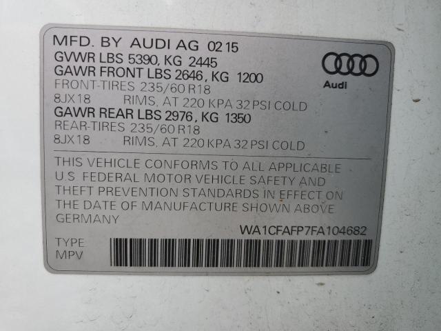 WA1CFAFP7FA104682 | 2015 AUDI Q5 PREMIUM