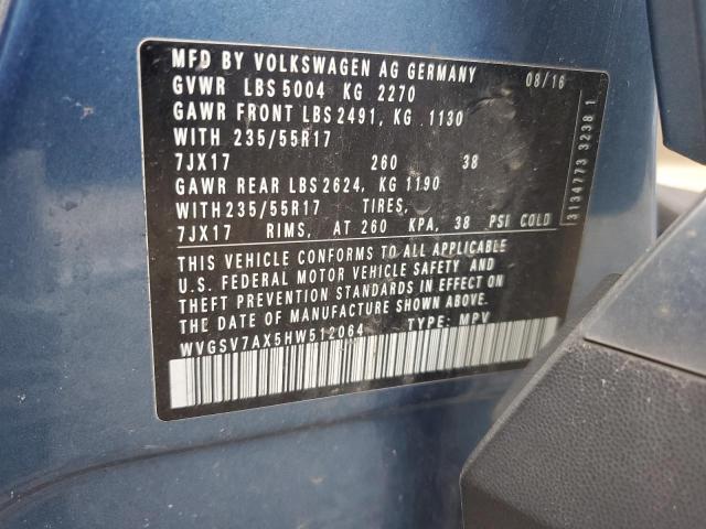 2017 VOLKSWAGEN TIGUAN WOL - WVGSV7AX5HW512064