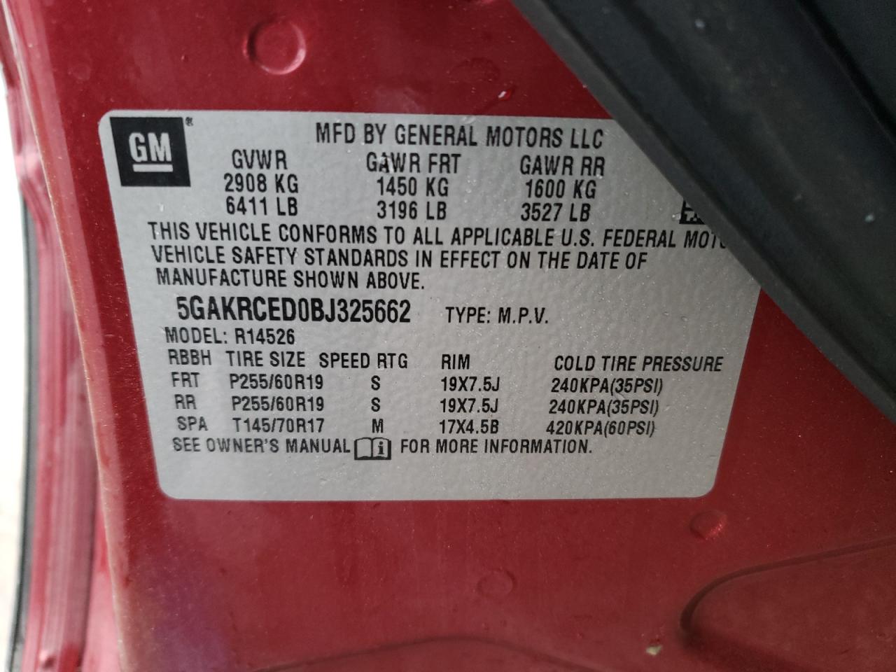 5GAKRCED0BJ325662 2011 Buick Enclave Cxl