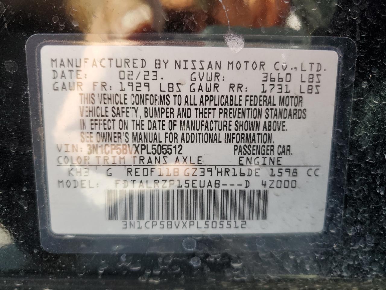 3N1CP5BVXPL505512 2023 Nissan Kicks S