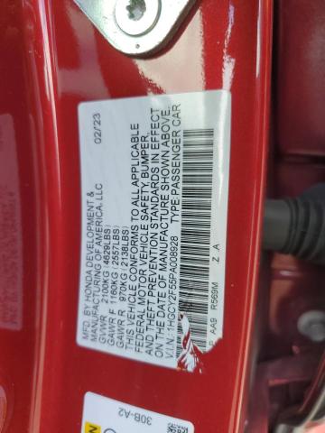  HONDA ACCORD 2023 Червоний