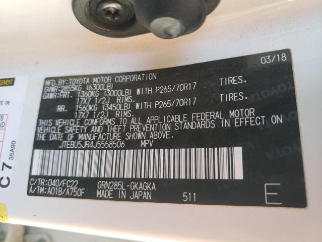 JTEBU5JR4J5558506 Toyota 4runner Sr5/sr5 Premium
