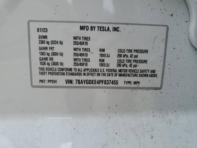 7SAYGDEE4PF837455 | 2023 TESLA MODEL Y