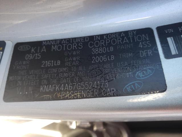 KNAFK4A67G5524173 KIA FORTE LX