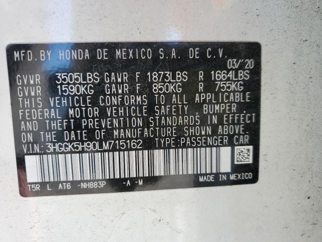 2020 HONDA FIT EXL 3HGGK5H90LM715162