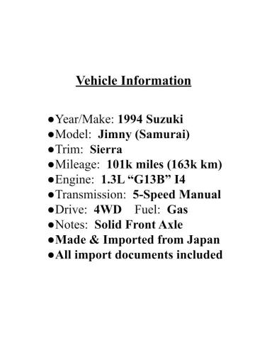 JB31W104694 1994 Suzuki Samurai