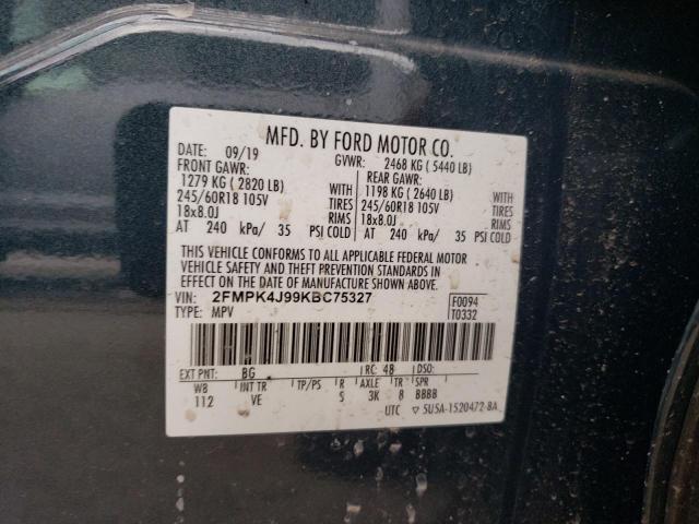 2FMPK4J99KBC75327 2019 FORD EDGE, photo no. 13