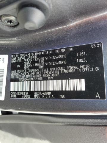 5TDGZRAH0MS521915 Toyota Highlander Xle