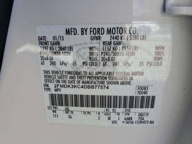 2FMDK3KC4DBB77574 2013 FORD EDGE, photo no. 12