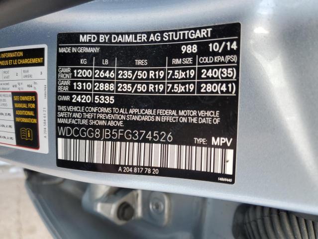 WDCGG8JB5FG374526 Mercedes-Benz Glk 350 4matic