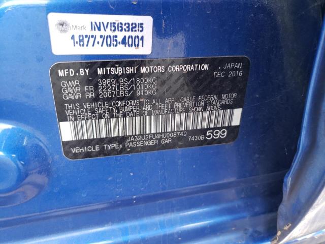 JA32U2FU4HU008740 Mitsubishi LANCER ES