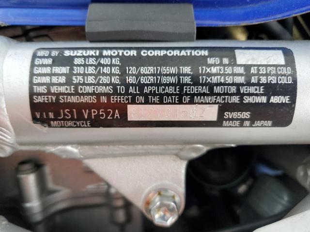 2001 SUZUKI SV650 S JS1VP52A812101582