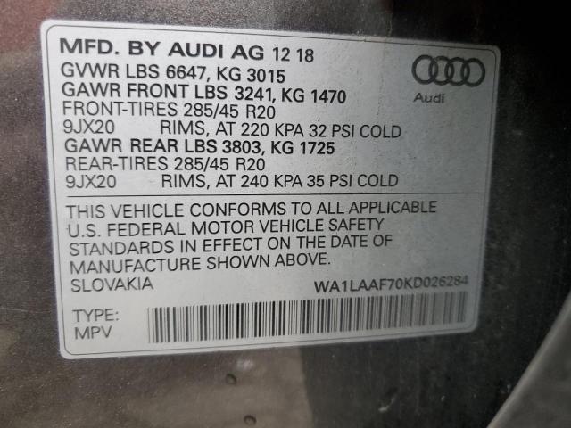 VIN WA1LAAF70KD026284 2019 Audi Q7, Premium Plus no.13