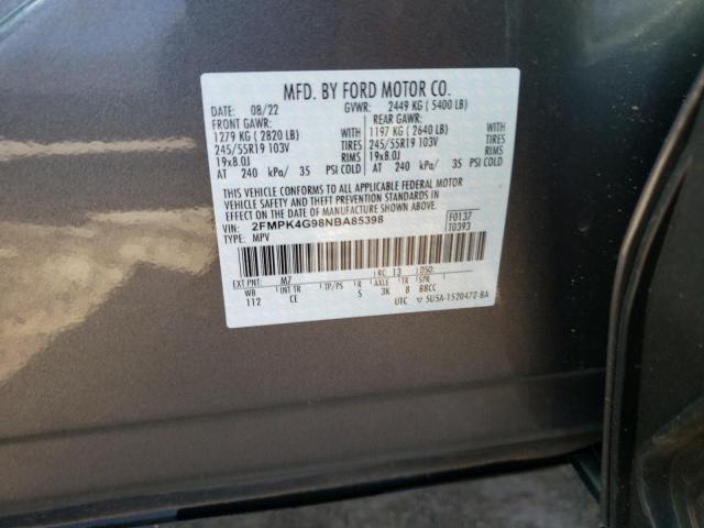 2FMPK4G98NBA85398 2022 FORD EDGE, photo no. 12