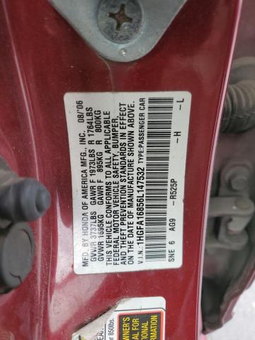 1HGFA16856L147532 2006 Honda Civic Ex